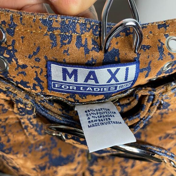 Vintage Maxi Stretch Denim Mid Rise Buckle Jeans - Picture 3 of 5